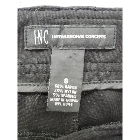 INC Mid Rise Straight Leg Knit Trouser Pants Size 8 Black Stretch Office Career - Picture 4 of 10